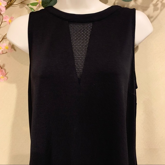 Noir | Black Top with Mesh V Neck Detail | Size XS - Picture 2 of 5